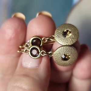 Lia Sophia Gold Toned and Brown Crystal Pierced Earrings